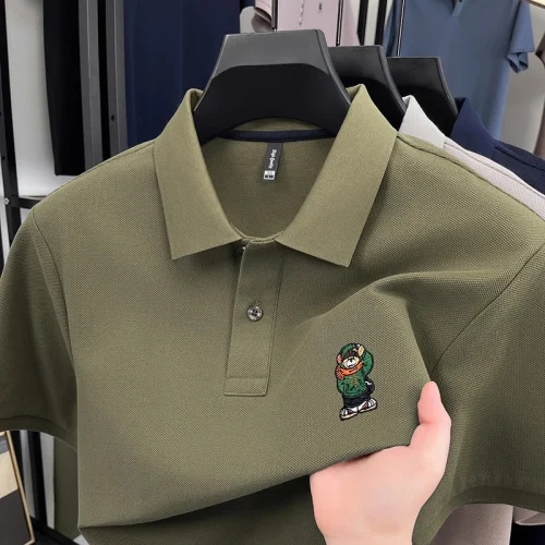 Original Man 100%cotton T-Shirt Polo Shirt Embroidery Printing Lapel British Style Summer New Business Leisure Men's Clothing