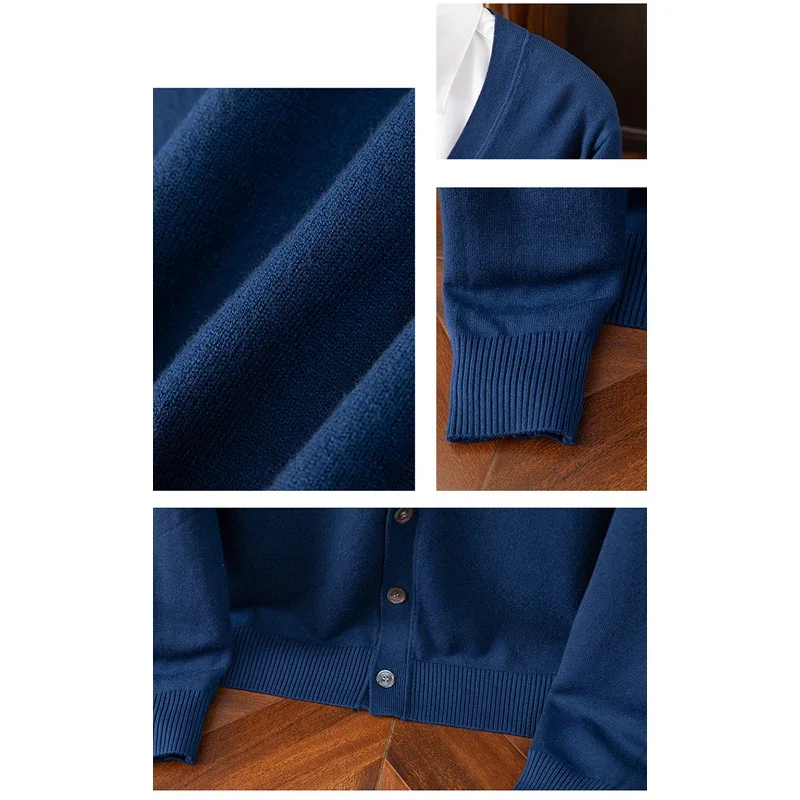 BROWON Brand Mens Sweater Cardigan Business Casual Classic V-neck Solid Color Cardigan Men Sweater Korean Fashion Mens Clothes - Image 6