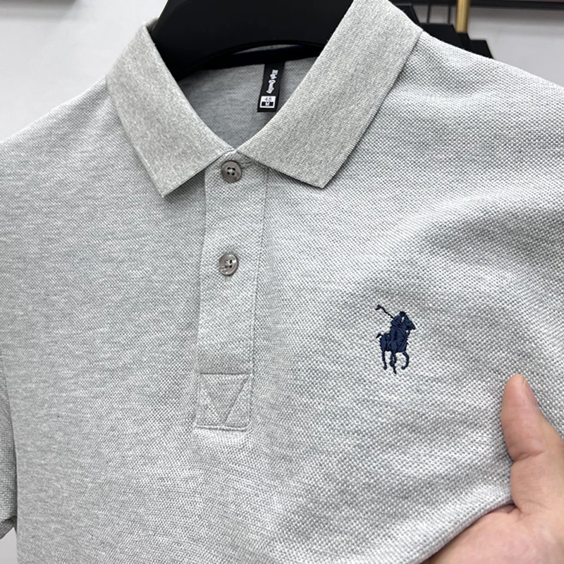 100%cotton Brand Men's Summer Short-Sleeved Polo Shirt Lapel Embroidery Exquisite T-Shirt Leisure Ventilate Fashion Men Clothing - Image 3