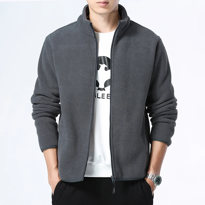 Winter fleece hiking jacket windbreaker for men Sportswear Wool lining thickened warm men's coat plus size overcoat - Image 5