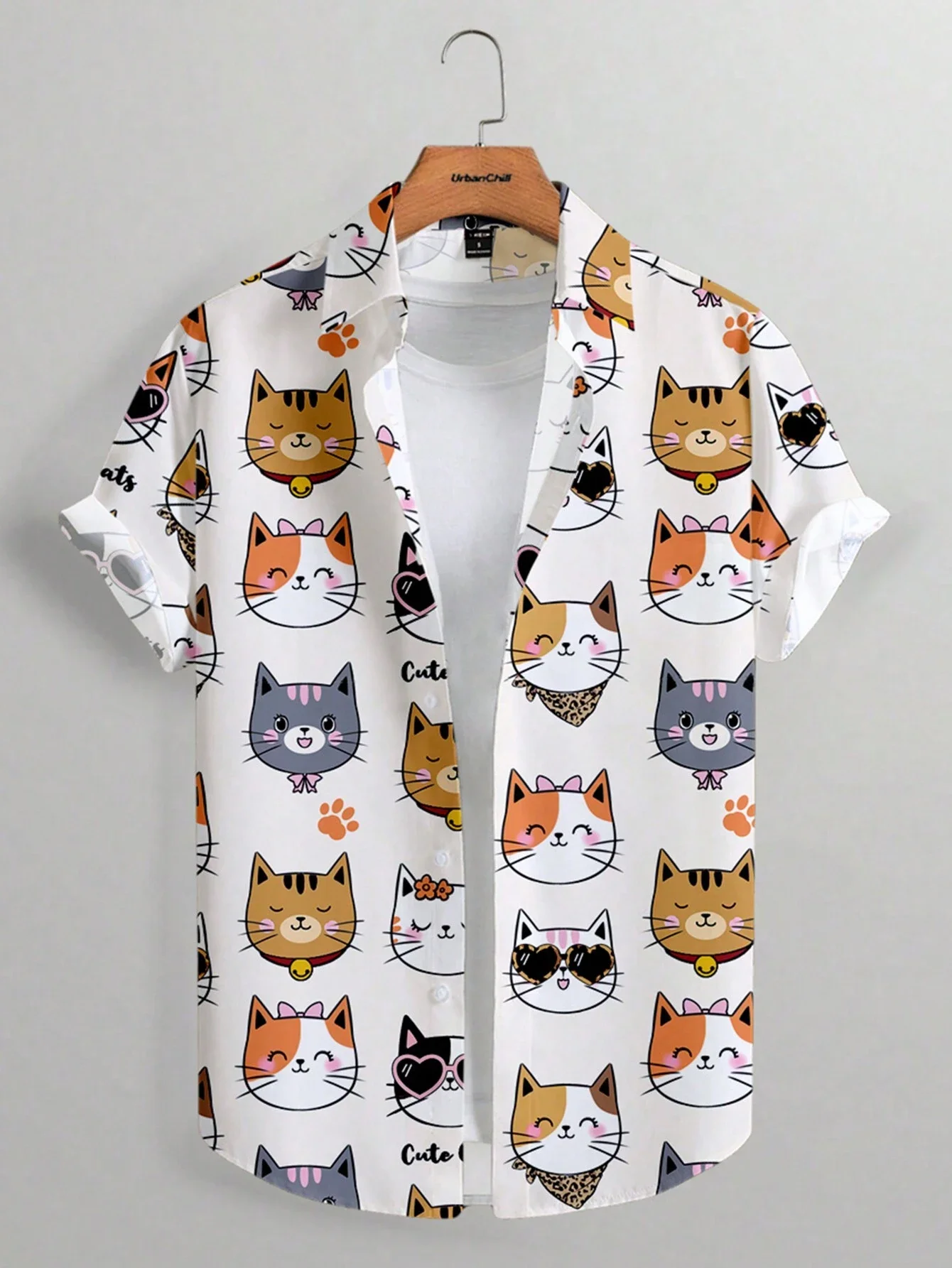 Unisex Fashion Men's Cute Cat Print Casual Daily Wear 3D Printing Short Sleeve Shirt Fashion Hawaiian Shirts For Men Harajuku - Image 3