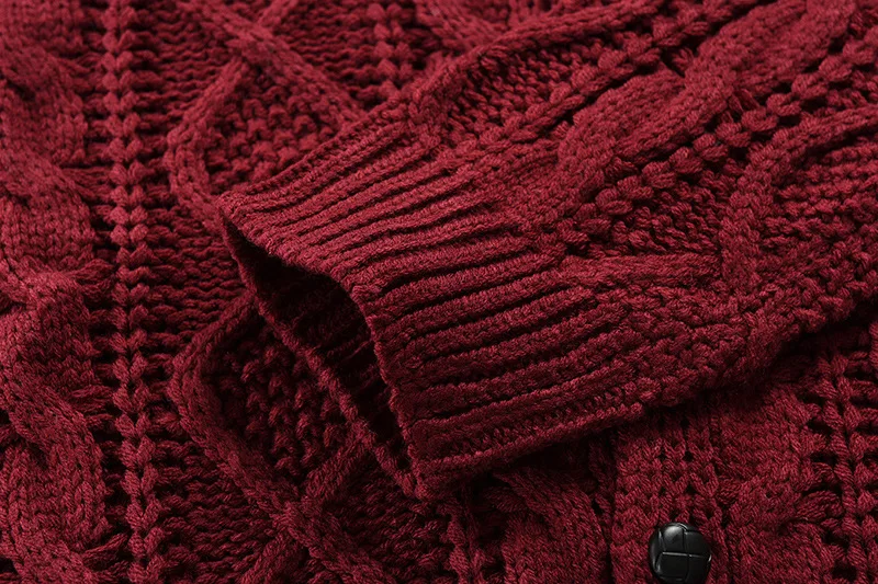 Thickened Cable Knit Men’s Cardigan, Solid Color Mans Knitwear with Stand-Collar, Autumn Causal Sweater for Man and Woman - Image 4