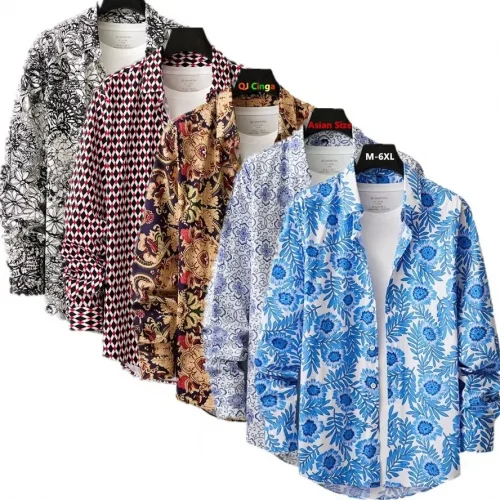 Blue Men's Long Sleeve Printed Cotton Shirt, Diamond Check Casual Shirts, Spring Autumn New Male Tops Camisa Chemise M-5XL