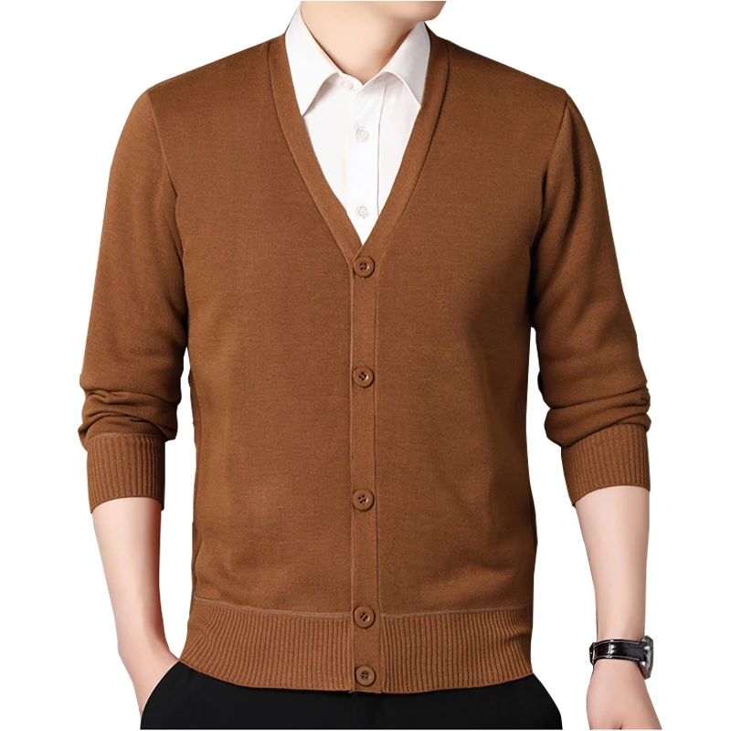 Mens Autumn Clothes Fleece Cardigan Jacket Knitted Sweater Outwear V-neck Fashion Cardigans Warm Men's Top - Image 6