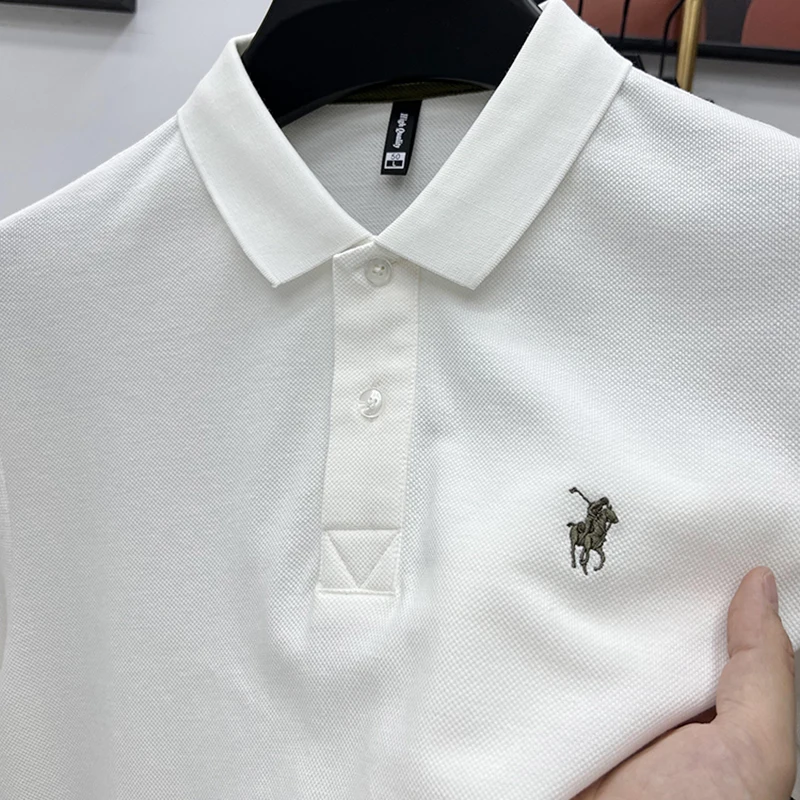 100%cotton Brand Men's Summer Short-Sleeved Polo Shirt Lapel Embroidery Exquisite T-Shirt Leisure Ventilate Fashion Men Clothing - Image 2