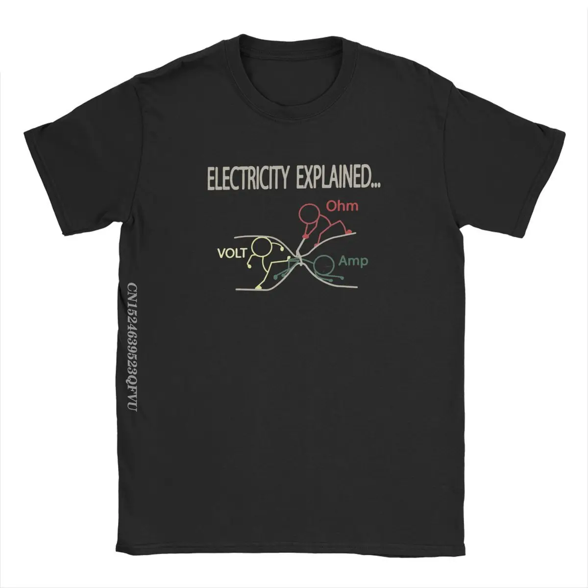 Funny Electricity Explained Electrician Ohm Amp Volt Men's Tops T Shirts Ohm's Law Vintage Tee T-Shirts Cotton New Arrival Tops - Image 3