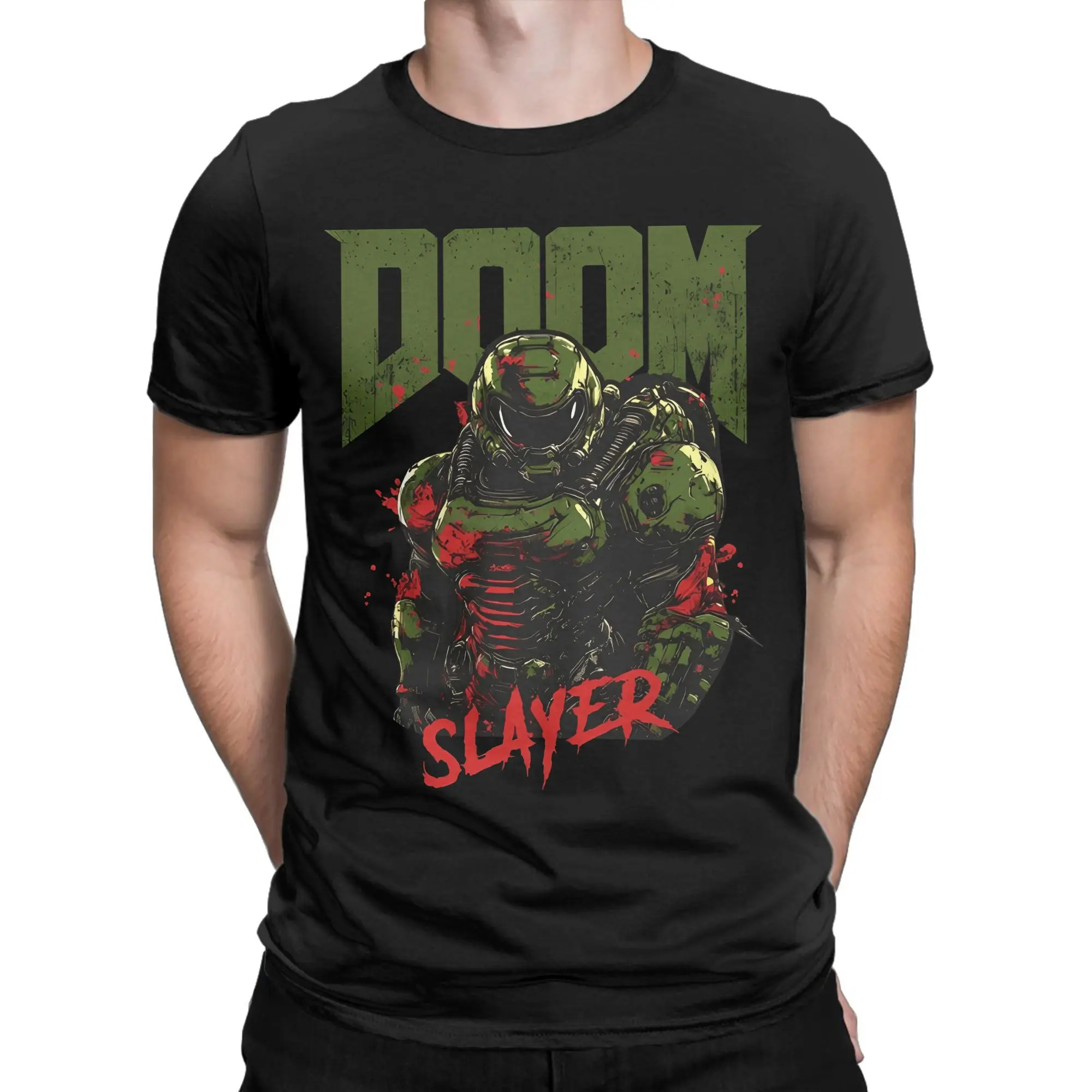 Funny DOOMS SLAYERS T-Shirts for Men O Neck 100% Cotton T Shirt Dark Ages Short Sleeve Tee Shirt Gift Idea Clothes