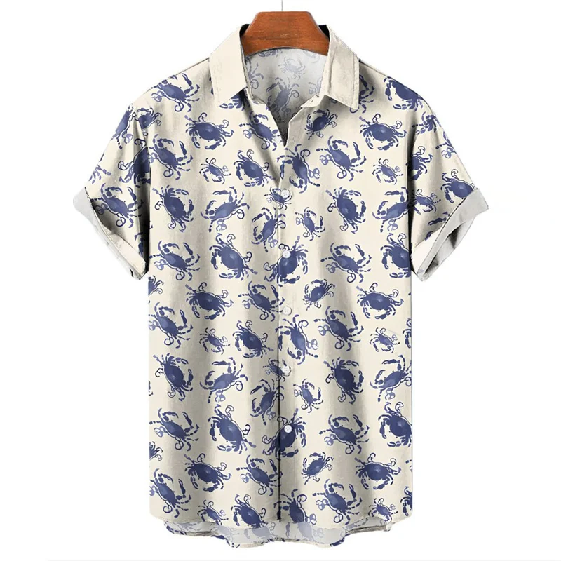 Hawaiian Lobster 3d Print Shirt Fashion Short Sleeve Large Size Shirts Summer Vacation Beachwear Casual Graphic Male Tops - Image 4